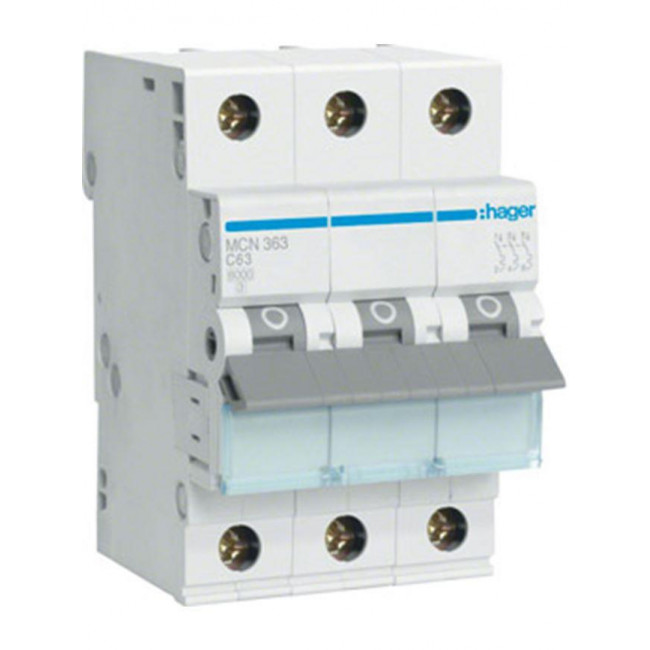 Αυτόματη Ασφάλεια 3P C 63A 6kA MCN363 HAGER