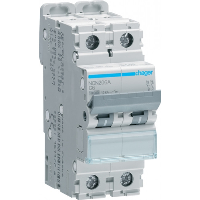 Αυτόματη Ασφάλεια 2P C 6A 10kA NCN206A HAGER