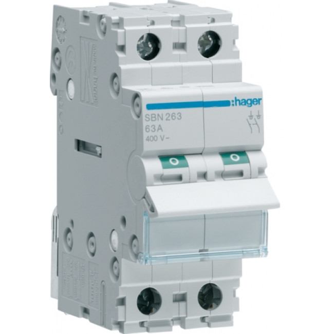 Διακόπτης Ράγας 2P 63Α SBN263 HAGER