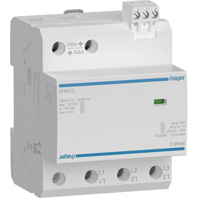 Αντικεραυνικό T1+T2+T3 3P 12,5kA/P SPA312 HAGER