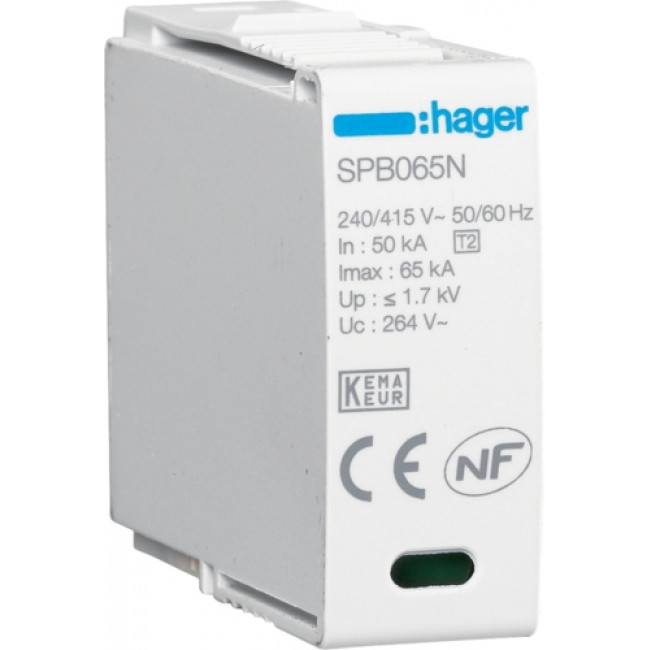 Φυσίγγι Αντικεραυνικού T2 65kA Ουδετέρου SPB065N HAGER