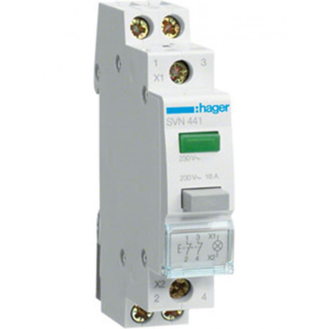 Μπουτόν Ράγας Απλής Πίεσης 2NC Με Πράσινο LED SVN441 HAGER