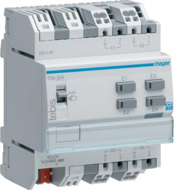 Μονάδα Ράγας KNX 4 Δυαδικών Εισόδων TXA304 HAGER