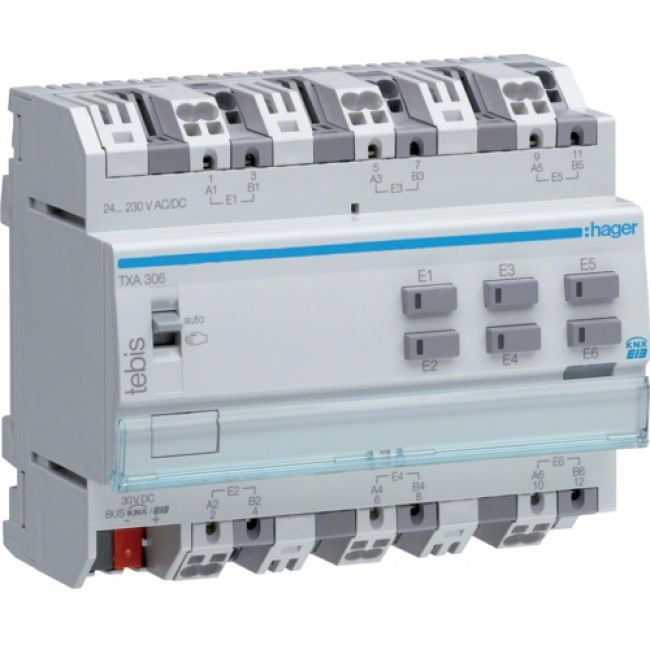 Μονάδα Ράγας KNX 6 Δυαδικών Εισόδων Universal TXA306 HAGER