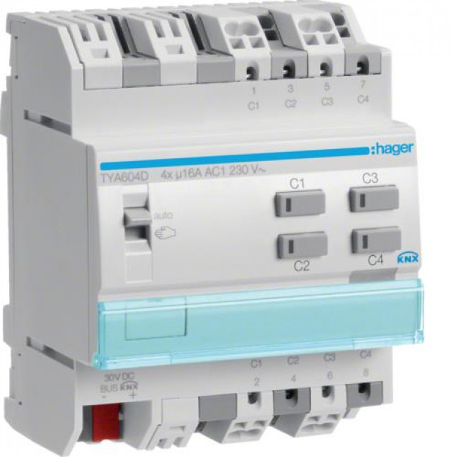 Ενεργοποιητής Ράγας Φωτισμού pro KNX 4 Εξόδων C-Load TYA604D HAGER