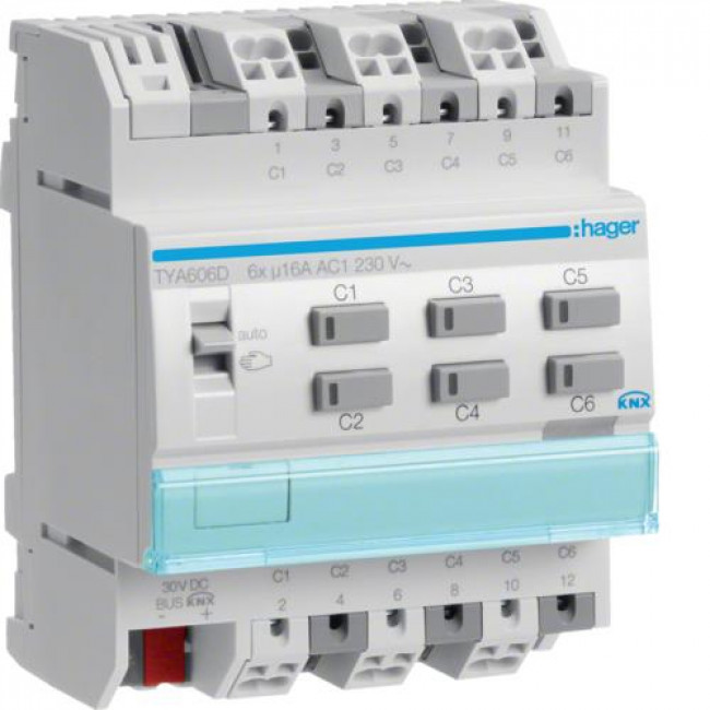 Ενεργοποιητής Ράγας Φωτισμού pro KNX 6 Εξόδων C-Load TYA606D HAGER