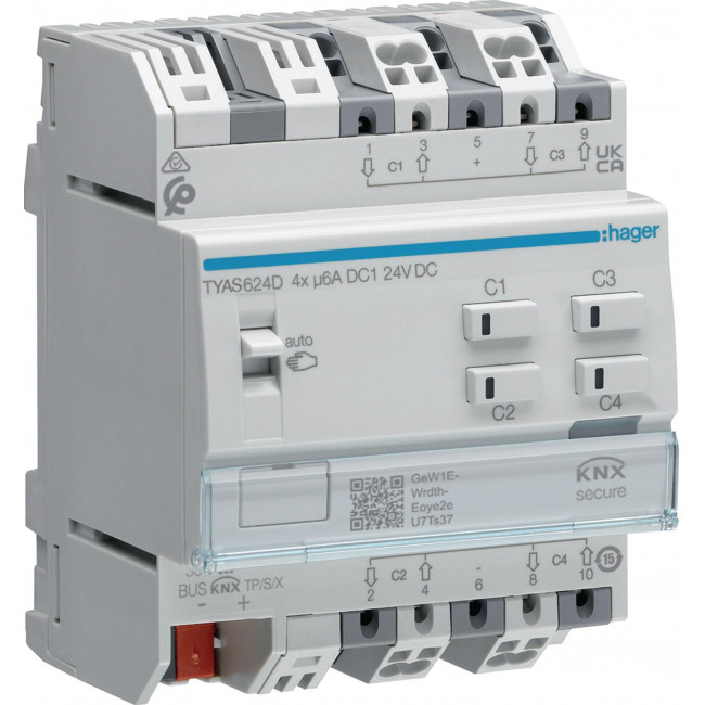 Ενεργοποιητής Ράγας pro 4 Ρολών KNX Secure TYAS624D HAGER