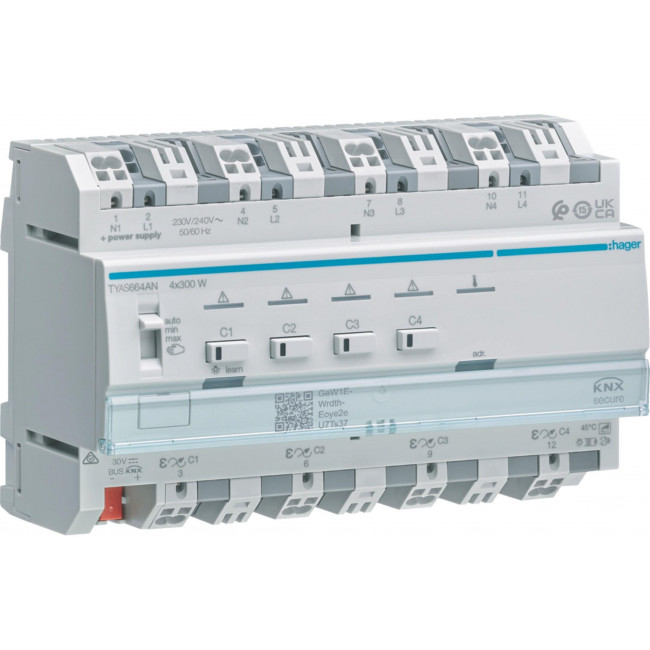 Ενεργοποιητής Ράγας pro 4 Εξόδων KNX Secure Dimming TYAS664AN HAGER