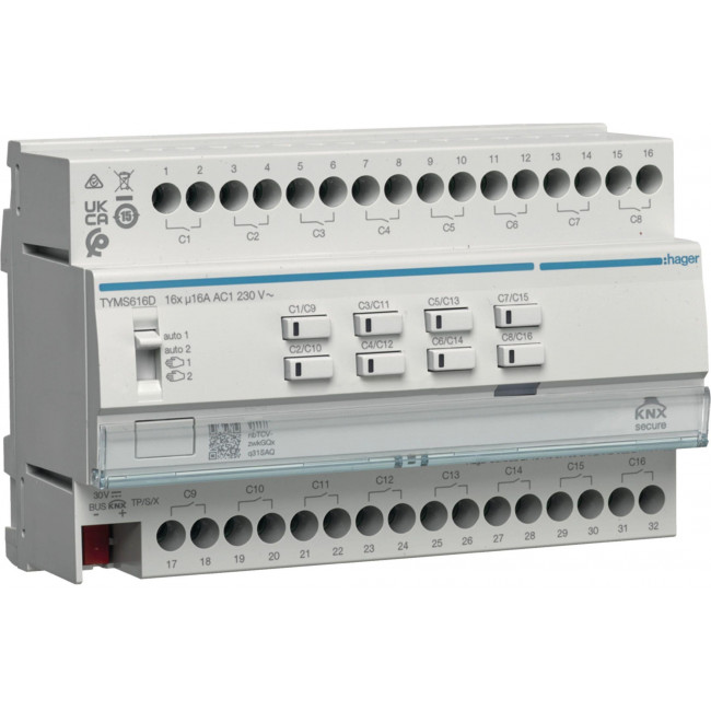 Ενεργοποιητής Ράγας pro 16 Εξόδων KNX Secure C-Load TYMS616D HAGER