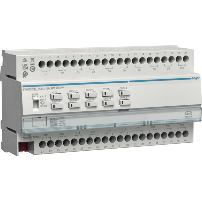 Ενεργοποιητής Ράγας pro 20 Εξόδων KNX Secure C-Load TYMS620D HAGER