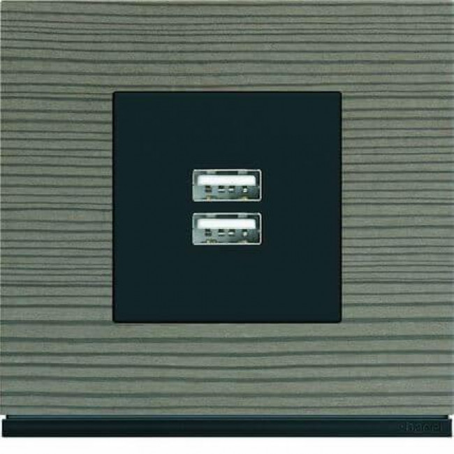 Μετώπη Διπλής Πρίζας USB 2 Στοιχείων Μαύρο WXD112N HAGER