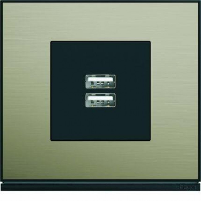 Μετώπη Διπλής Πρίζας USB 2 Στοιχείων Μαύρο WXD112N HAGER