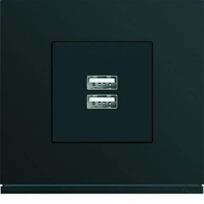 Μετώπη Διπλής Πρίζας USB 2 Στοιχείων Μαύρο WXD112N HAGER
