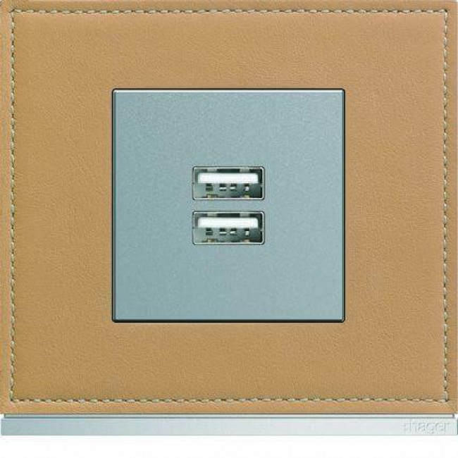 Μετώπη Διπλής Πρίζας USB 2 Στοιχείων Αλουμίνιο WXD112T HAGER