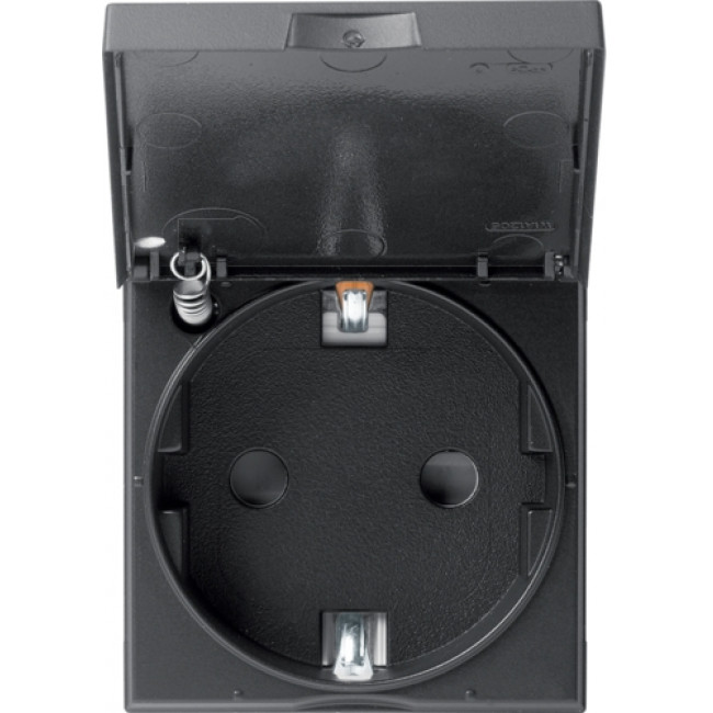 Πρίζα Σούκο Ασφαλείας Με Καπάκι 2 Στοιχείων Μαύρο WXF165N HAGER