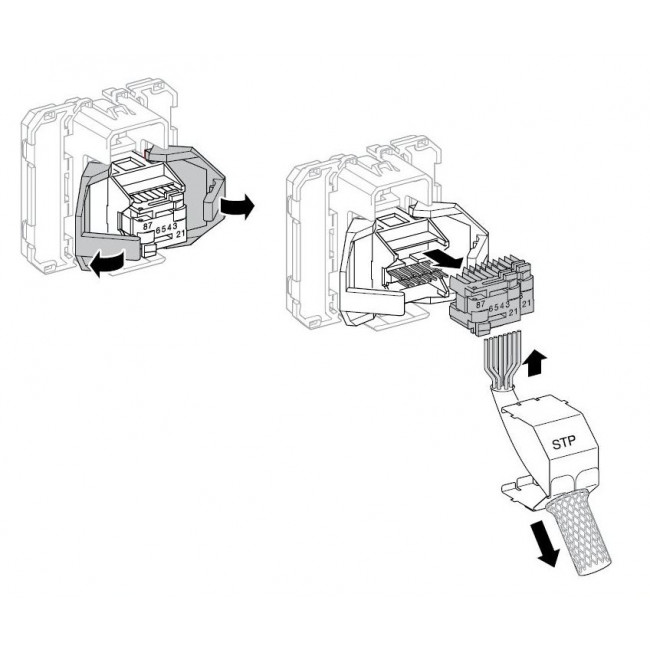 Μηχανισμός Πρίζας Δικτύου RJ45 Cat.6 FTP 1 ή 2 Στοιχείων WXF224 HAGER