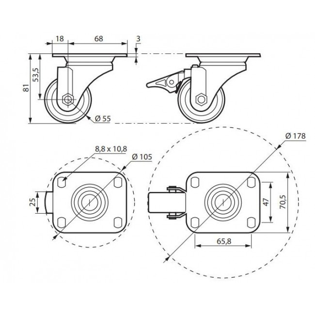 Ρόδες Για Εμράρια Δαπέδου Linkeo (Σετ.4τμχ) 046482 LEGRAND