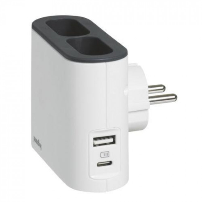 Πολύπριζο 2 Διπολικά Και Διπλό USB TypeA+C Λευκό Και Μαύρο 049401 LEGRAND