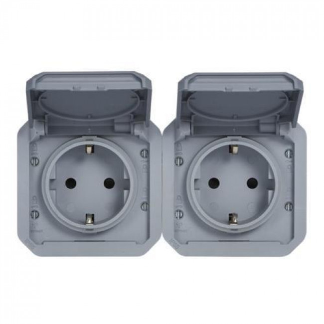 Μηχανισμός Πρίζας Σουκο Διπλή Γκρι Plexo 069576L LEGRAND