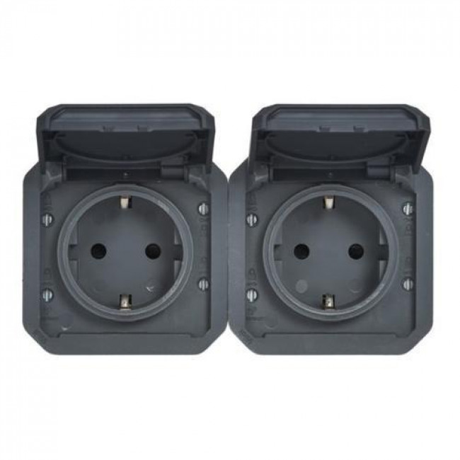 Μηχανισμός Πρίζας Σουκο Διπλή Ανθρακί Plexo 069879L LEGRAND