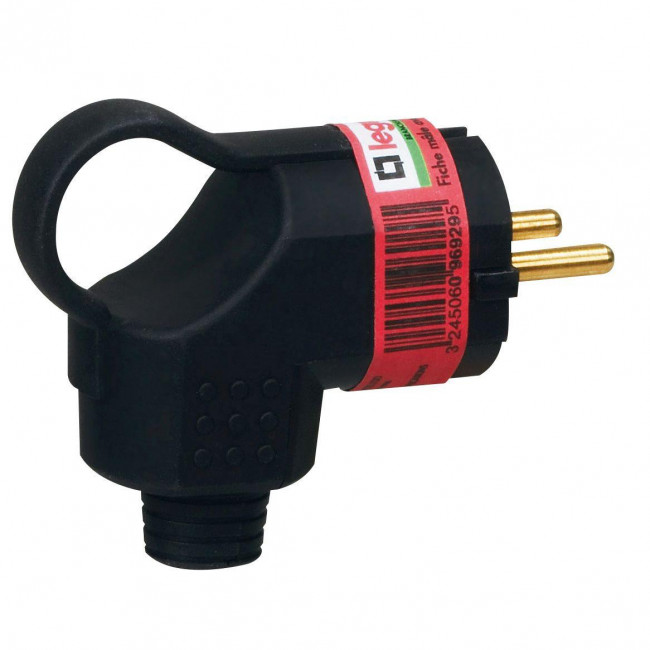 Φίς 2P+T Σούκο Αρσενικό Πλαγίας Εξόδου Μαύρο 096929 LEGRAND