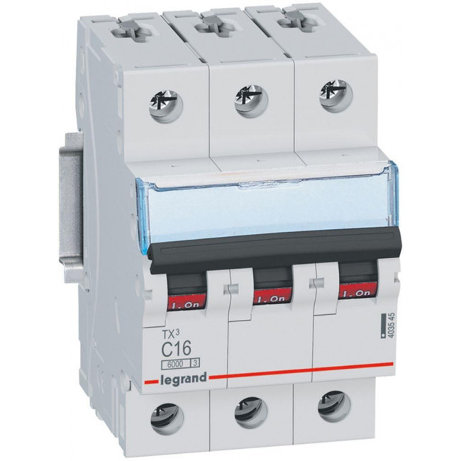 Αυτόματη Ασφάλεια 3P C 16A 6kA TX3 403545 LEGRAND