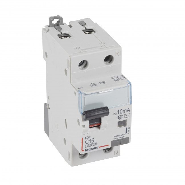 Ρελέ Διαρροής AC 2Ρ 10mA Με Αυτόματη Ασφάλεια C 16Α 6kA 410995 LEGRAND