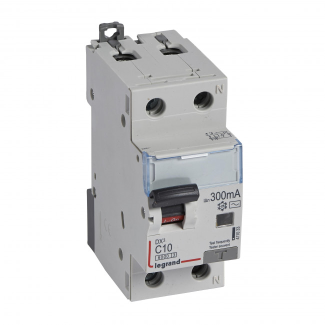 Ρελέ Διαρροής AC 2Ρ 300mA Με Αυτόματη Ασφάλεια C 10Α 6kA 411033 LEGRAND