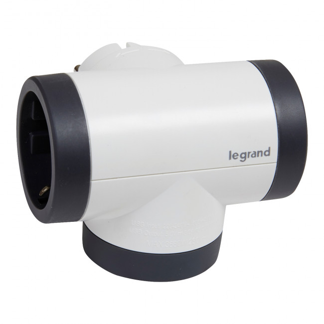 Πολύπριζο 2 Σούκο Και Διπλό USB TypeA+C Λευκό Και Μαύρο 694522 LEGRAND