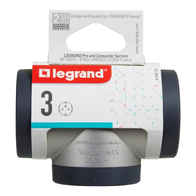 Πολύπριζο 3 Σούκο Αλουμίνιο 694523 LEGRAND