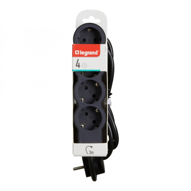 Πολύπριζο 4 Σούκο 3m Μαύρο 694562 LEGRAND