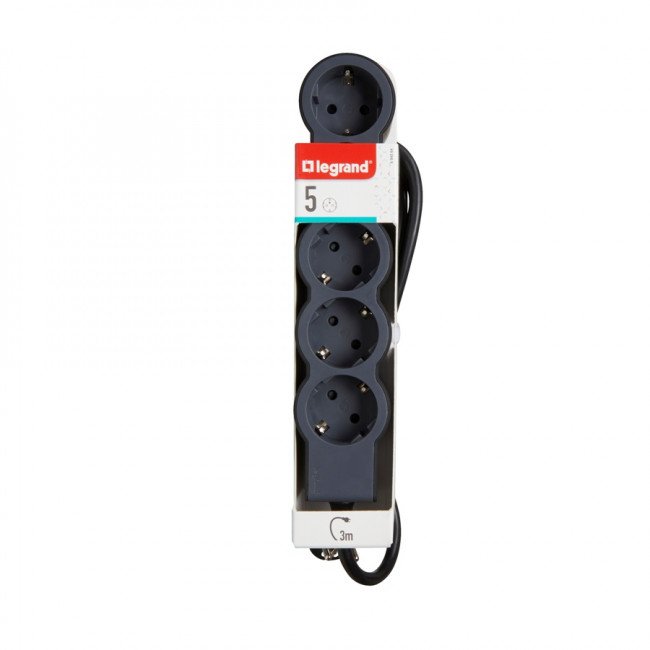 Πολύπριζο 5 Σούκο Μαύρο 3m 694564 LEGRAND