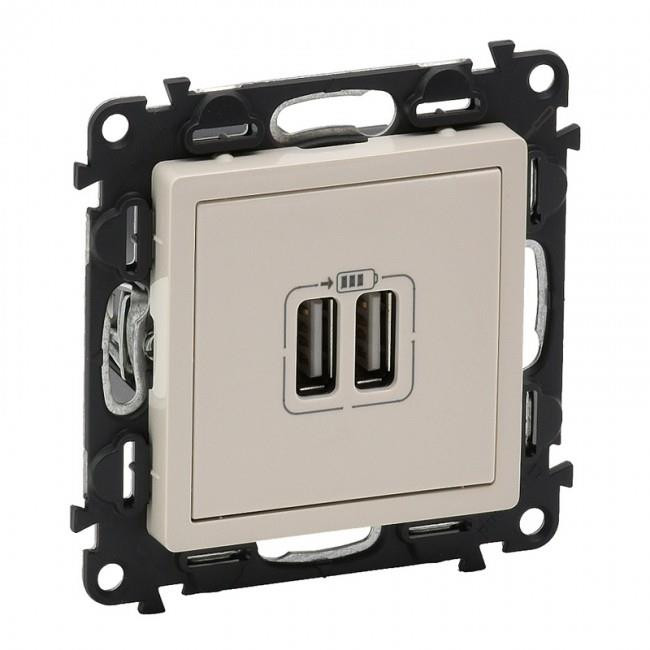 Πρίζα USB Διπλή Φόρτισης Συσκευών TypeA Κρέμ Valena™Life 753212 LEGRAND