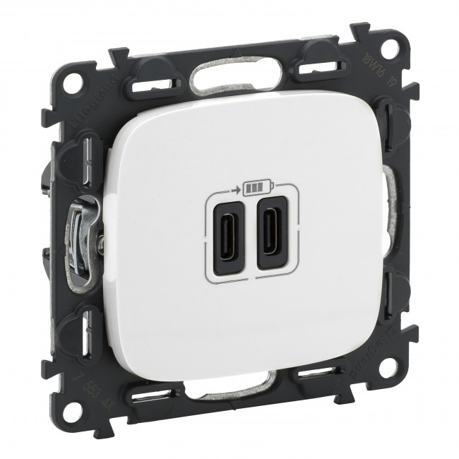 Πρίζα USB Διπλή Φόρτισης Συσκευών TypeC Λευκή Valena™Allure 755345 LEGRAND