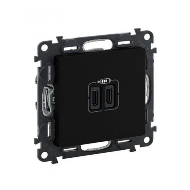 Πρίζα USB Διπλή Φόρτισης Συσκευών TypeC Μαύρο Valena™Life 756307 LEGRAND