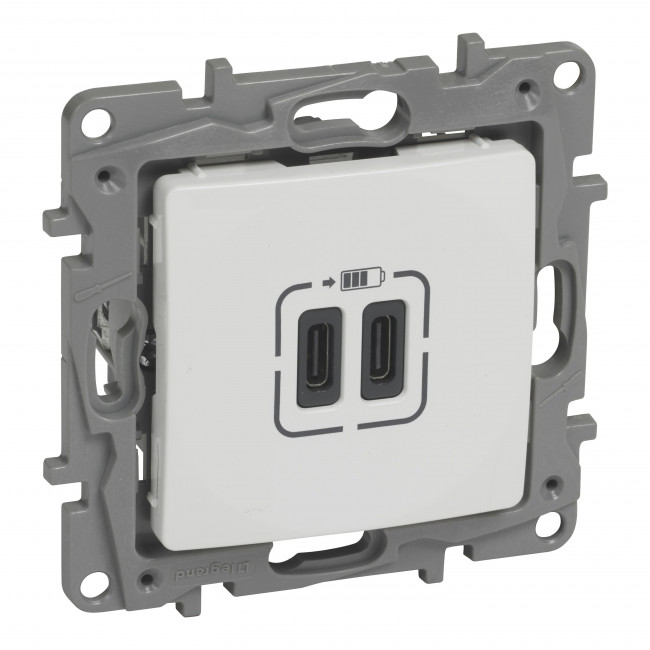 Πρίζα Φόρτισης Διπλή USB C&C Λευκή Niloe™ 764595 LEGRAND