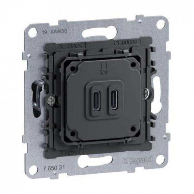 Μηχανισμός Πρίζας Φόρτισης USB Διπλή TypeC+C 30W Seano™ 765031 LEGRAND