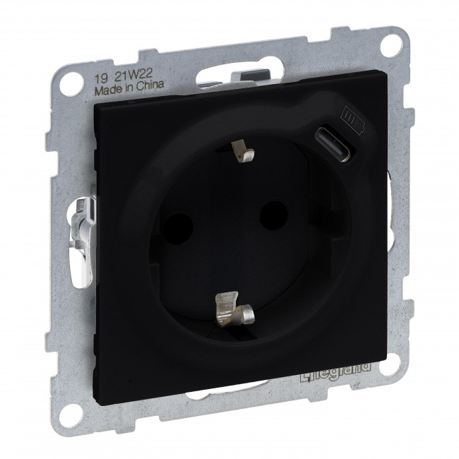 Πρίζα Σούκο Ασφαλείας Και USB C Μαύρο Seano™ 765326 LEGRAND