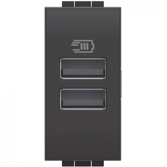 Πρίζα Φόρτισης USB Διπλή TypeΑ+A 1 Στοιχείου Γραφίτης L4191AA BTICINO