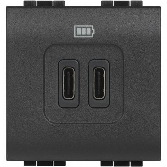 Πρίζα Φόρτισης USB TypeC+C 2 Στοιχείων Γραφίτης L4286C2 BTICINO
