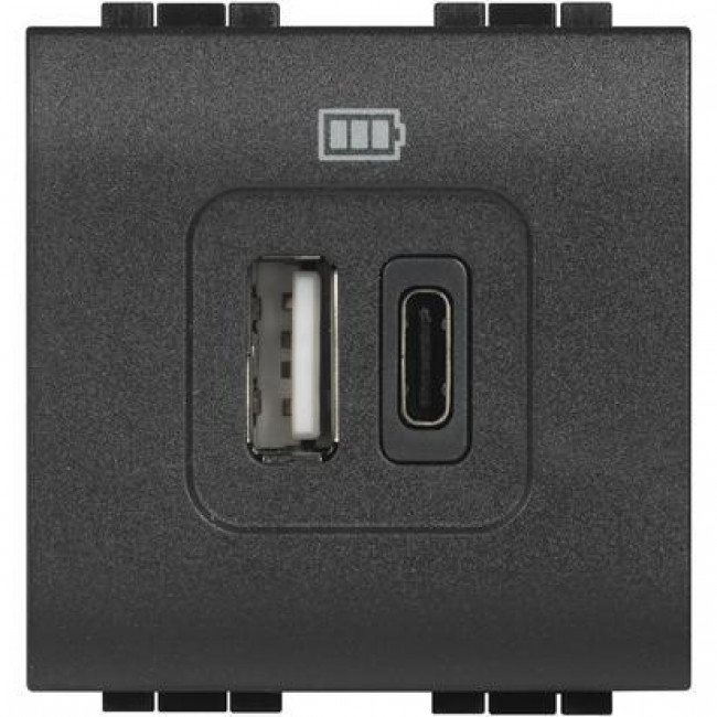 Πρίζα Φόρτισης USB TypeA+C 2 Στοιχείων Γραφίτης L4287C2 BTICINO