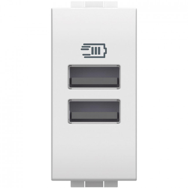 Πρίζα Φόρτισης USB Διπλή TypeΑ+A 1 Στοιχείου Λευκό N4191AA BTICINO