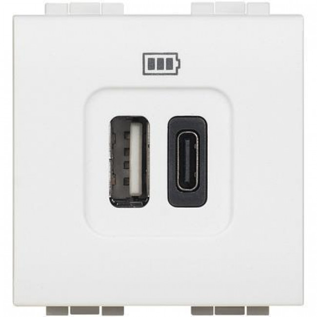Πρίζα Φόρτισης USB TypeA+C 2 Στοιχείων Λευκό N4287C2 BTICINO