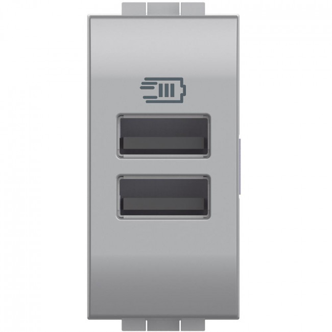 Πρίζα Φόρτισης USB Διπλή TypeΑ+A 1 Στοιχείου Αλουμίνιο NT4191AA BTICINO
