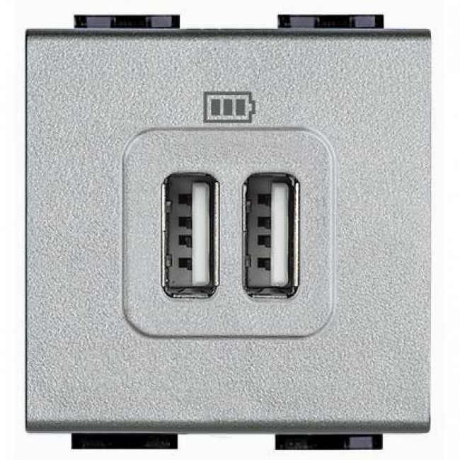 Πρίζα Φόρτισης USB TypeA+A 2 Στοιχείων Αλουμίνιο NT4285C2 BTICINO