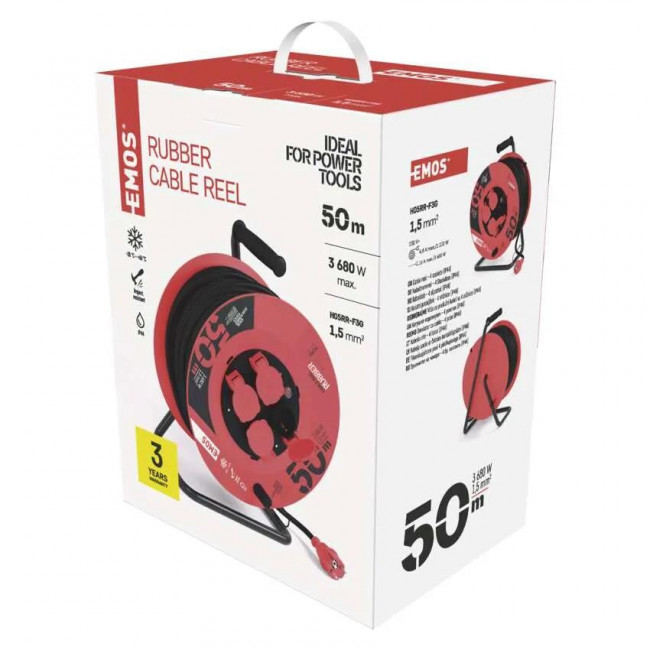 Μπαλαντέζα Σε Καρούλι Πλαστικό Με Καλώδιο 3x1.5mm 50 Μέτρα P08250 EMOS