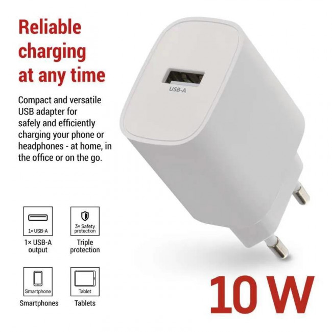 Φορτιστής Τοίχου USB TypeA 10W Λευκό V01B10 EMOS