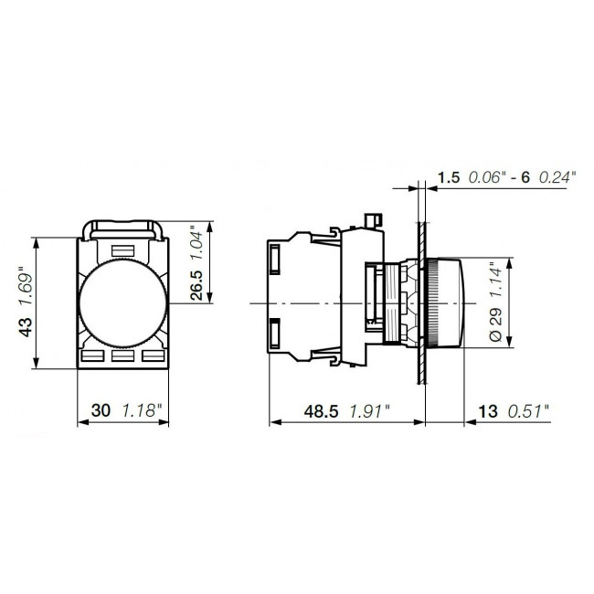 Κεφαλή Ενδεικτικής Λυχνίας Κόκκινο ML1-100R ABB