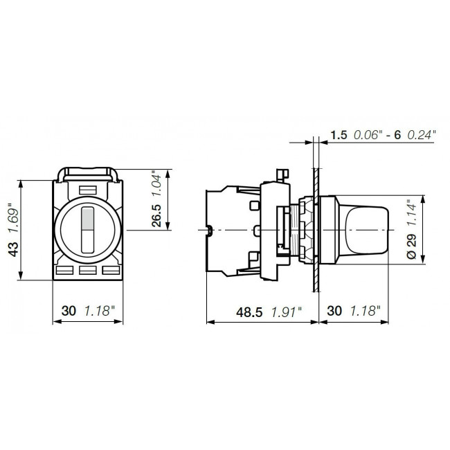 Κεφαλή Διακόπτη 2 Θέσεων Μαύρο M2SS1-10B ABB