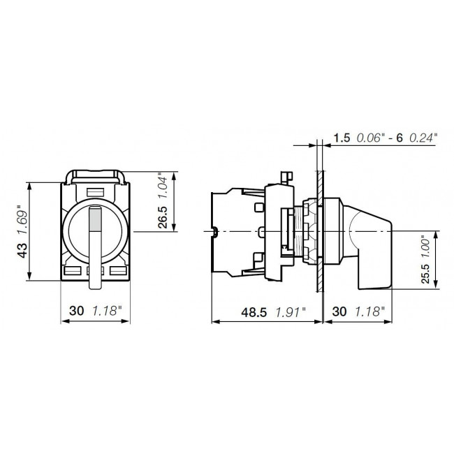 Κεφαλή Διακόπτη 2 Θέσεων Μαύρο M2SS4-10B ABB